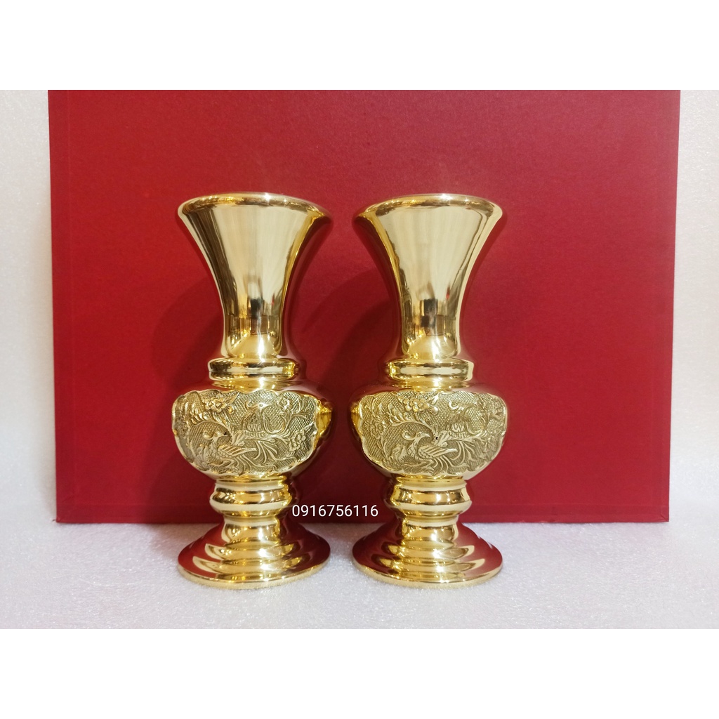 Lọ hoa đồng, bình bông đồng vàng thủ công