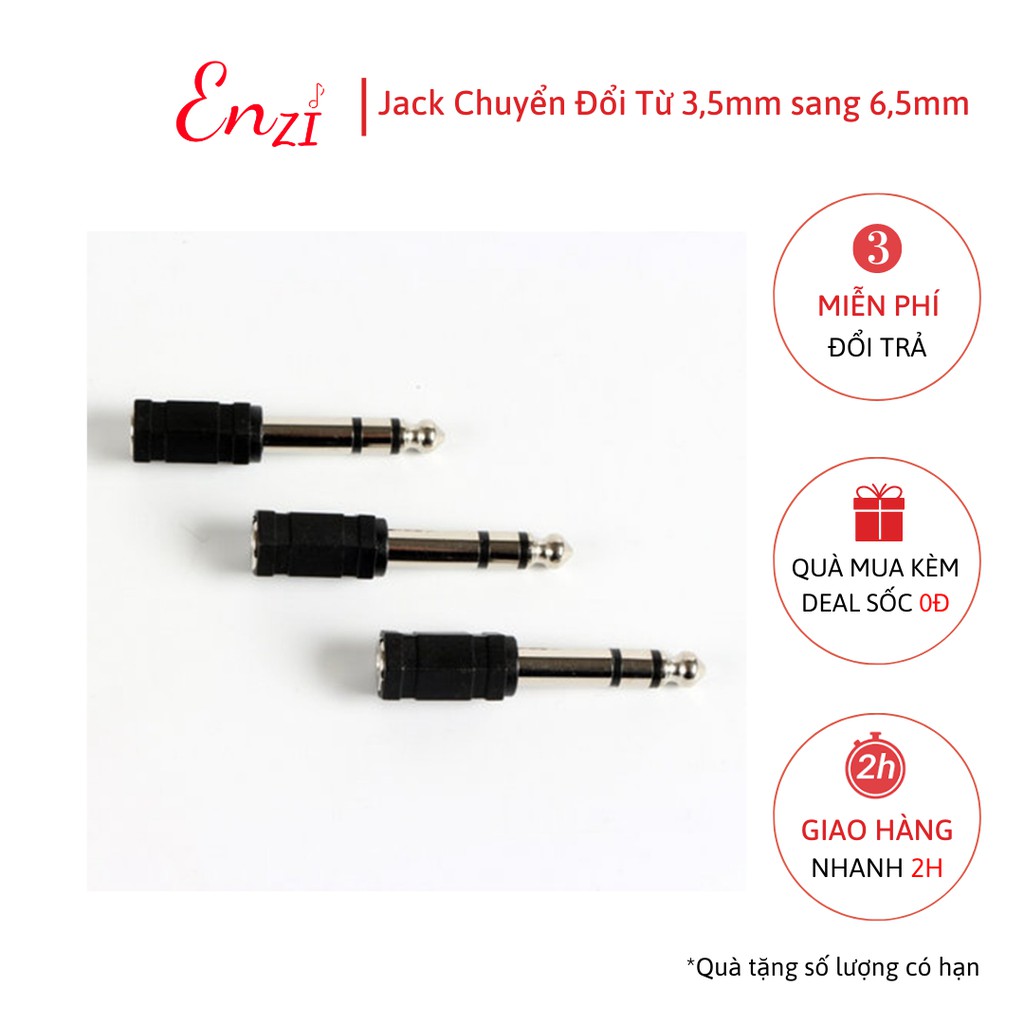 Jack chuyển đổi tín hiệu từ 6,5mm ra 3,5mm hoặc 3,5mm ra 6,5mm chất liệu kim loại Enzi