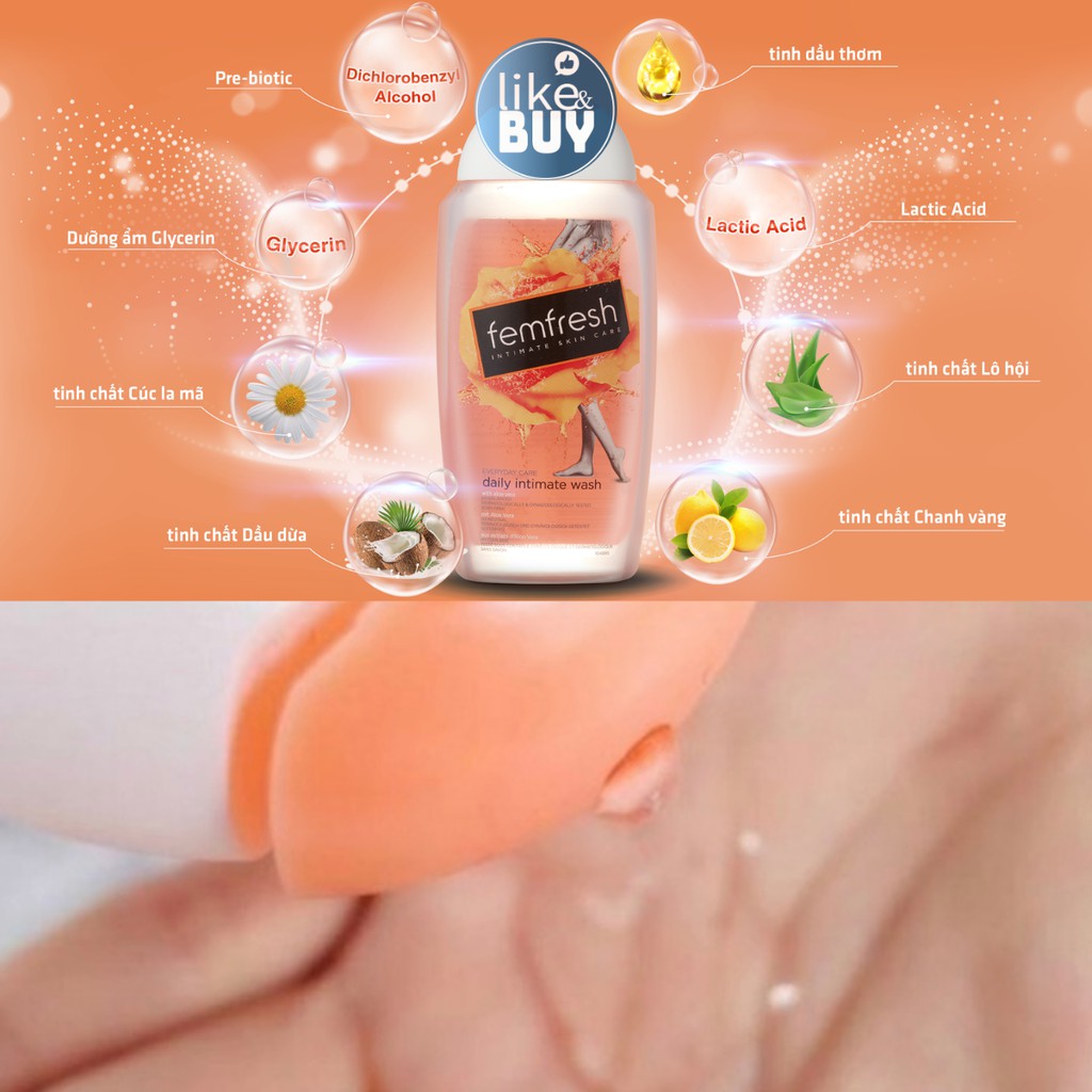 Dung dịch vệ sinh phụ nữ Femfresh Intimate Skin Care Daily Wash cho cả nam &amp; nữ 250ml - hàng nôi địa Anh