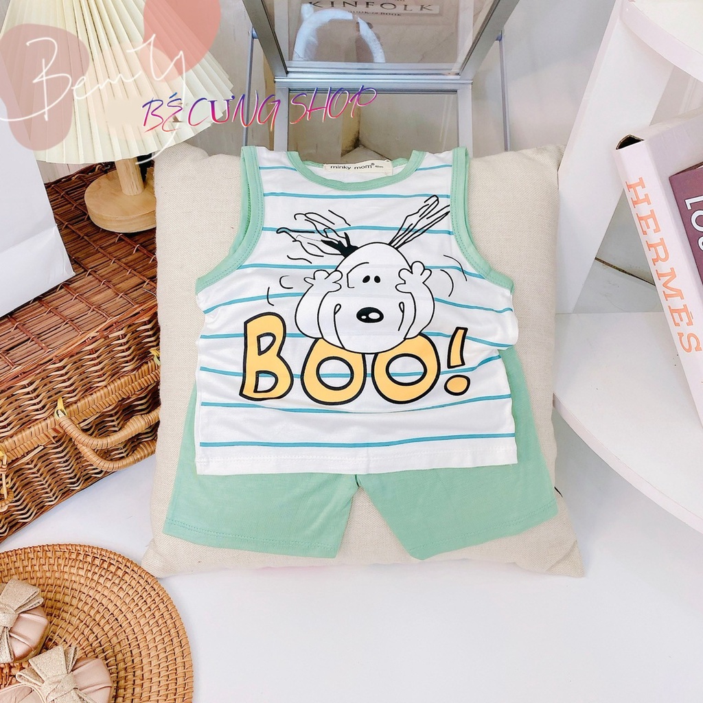 Bộ Ba Lỗ THUN LẠNH MINKYMOM, họa tiết động vật dễ thương cho bé từ 7 - 20kg