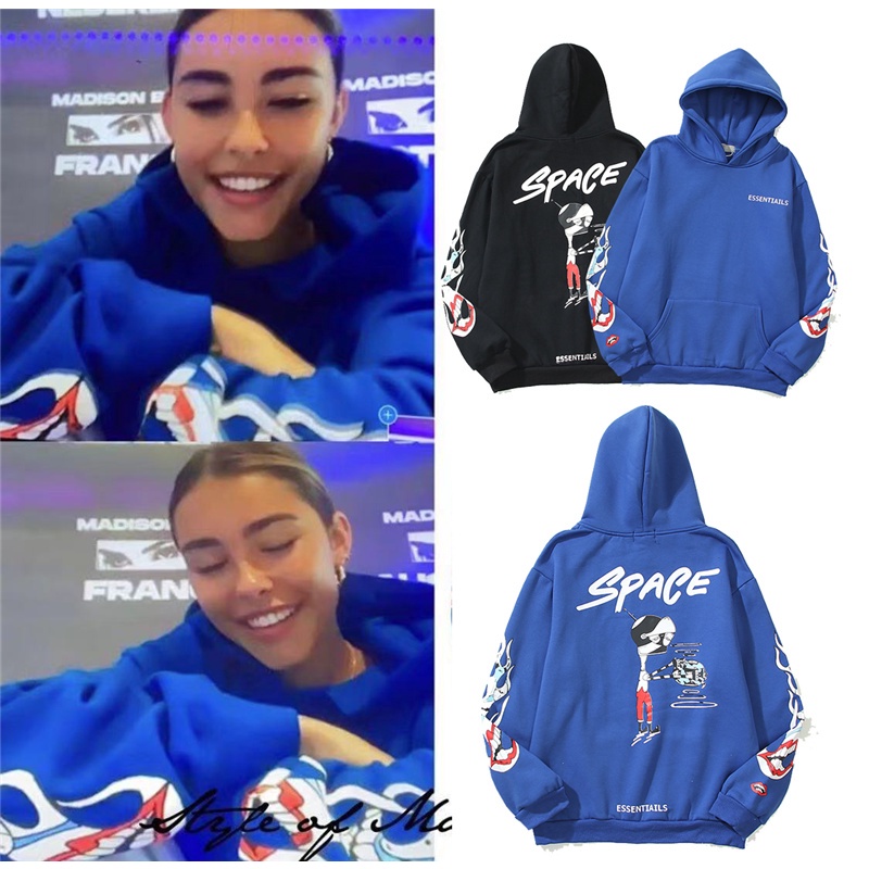 Áo hoodie tay dài dáng rộng bằng vải cotton in họa tiết graffiti dành cho nam nữ