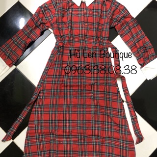 ĐẦM CARO ĐỎ PHỐI CỔ (KÈM HÌNH THẬT)