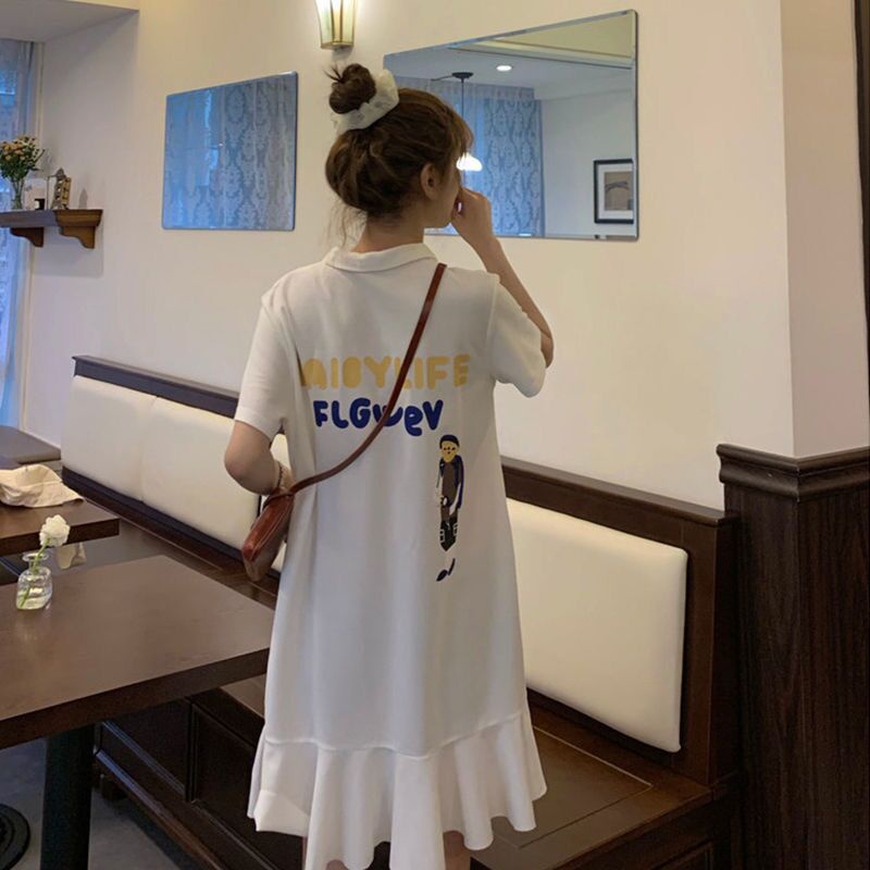 Đầm Polo Tay Ngắn Dáng Rộng Thiết Kế Mới Thời Trang Theo Phong Cách Hàn Quốc