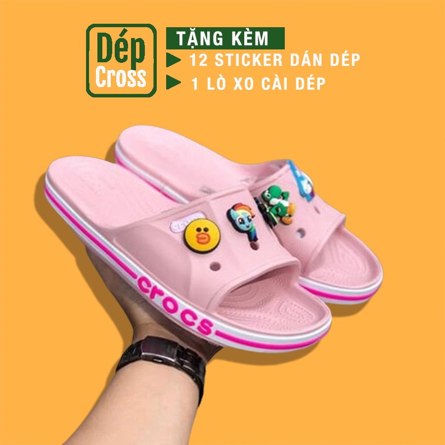 Dép lê Cross màu hồng baya kèm sticker tặng thêm 12 sticker cross