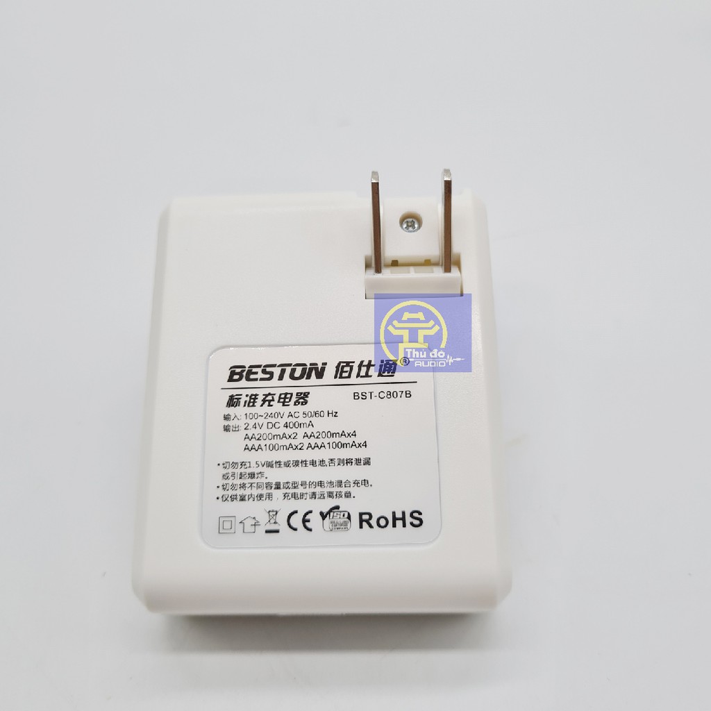 Bộ Sạc Pin Beston C807B Tặng kèm 04 Pin Tiểu Sạc Beston AA 1200mAh, 3000mAh lắp MIC,máy đo huyết áp..