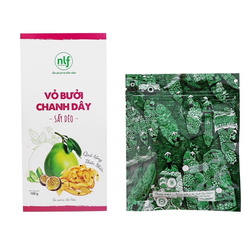 Vỏ Bưởi Chanh Dây Sấy Dẻo (Dried Pomelo Peel With Passion Fruit) - Nông Lâm Food 100% Từ Thiên Nhiên