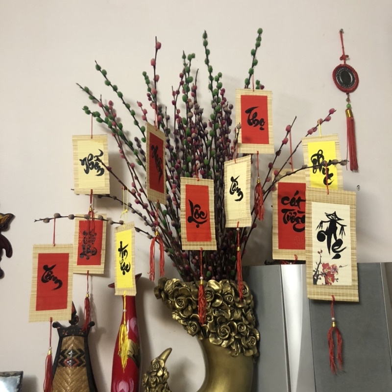 MÀNH TRE MINI CÓ CHỮ THƯ PHÁP VIẾT TAY - Trang trí Tết, Trung thu,...