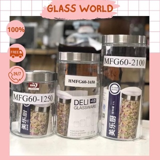 Hũ thủy tinh nắp inox DELI size 900-1250-1650-2100ML cao cấp đựng nhiều loại thực phẩm bảo quản tốt hơn [HOÀN XU]