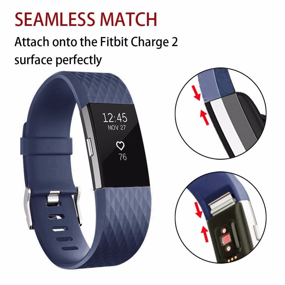 Dây đeo đồng hồ thay thế bằng silicone mềm mại 3D 10 màu sắc tùy chọn dành cho Fitbit Charge 2