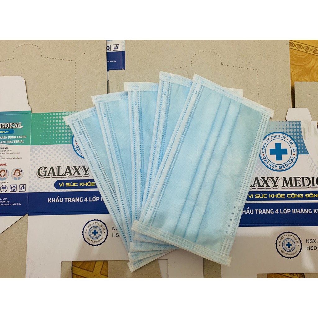 Khẩu trang y tế GALAXY MEDICAL 4 lớp CAO CẤP dùng một lần( hộp 50 cái)