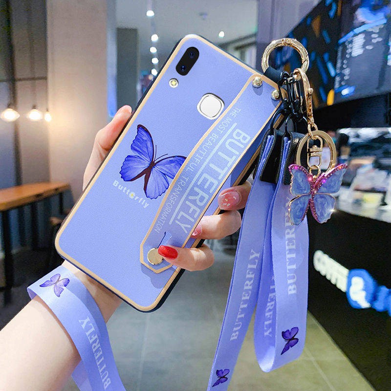 Vỏ điện thoại hình bướm, dây đeo cổ tay, dây buộc, chống rơi trí thun ngắn tay | BigBuy360 - bigbuy360.vn