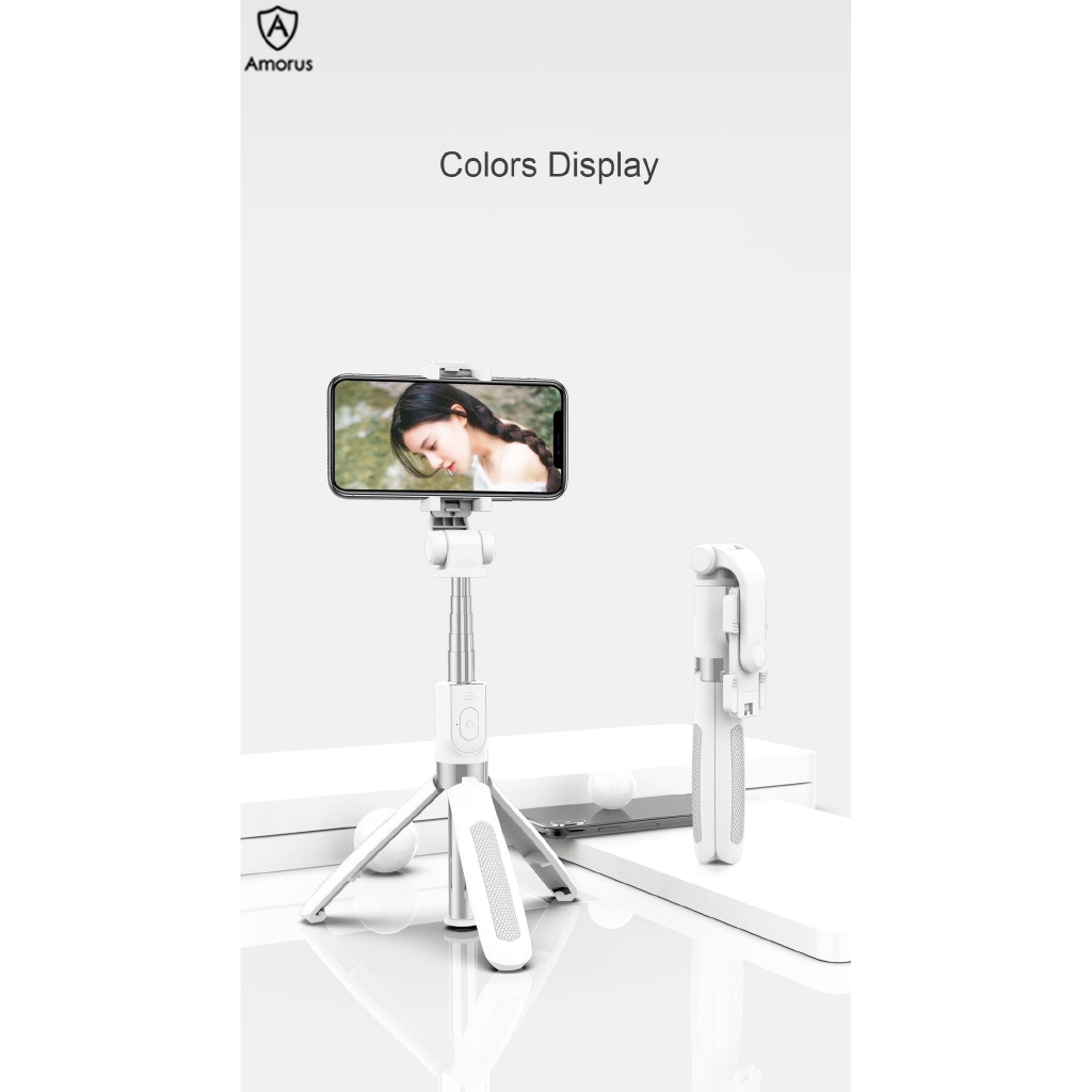 Gậy Selfie Amorus L01S hỗ trợ kết nối Bluetooth kèm remote điều khiển | BigBuy360 - bigbuy360.vn