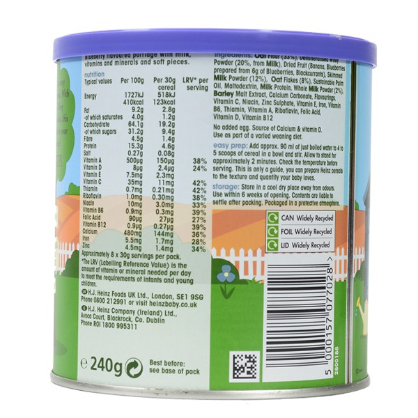 Bột Ăn Dặm Việt Quất HEINZ 240g (Date: 06/07/2022) + Tặng 2 Hũ Táo Yến Mạch 170g (Date T7/2022)