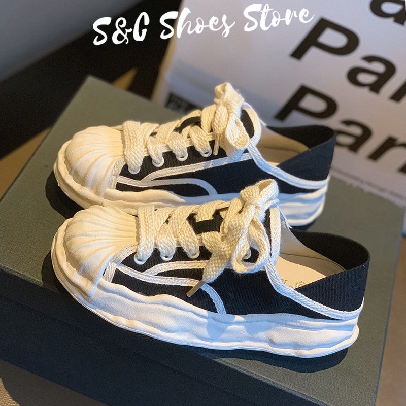 S&c Giày Thể Thao Vải Bạt Đế Dày 4CM Cao Hở Ngón Tăng Chiều Cao Đơn Giản Thời Trang Cho Nữ