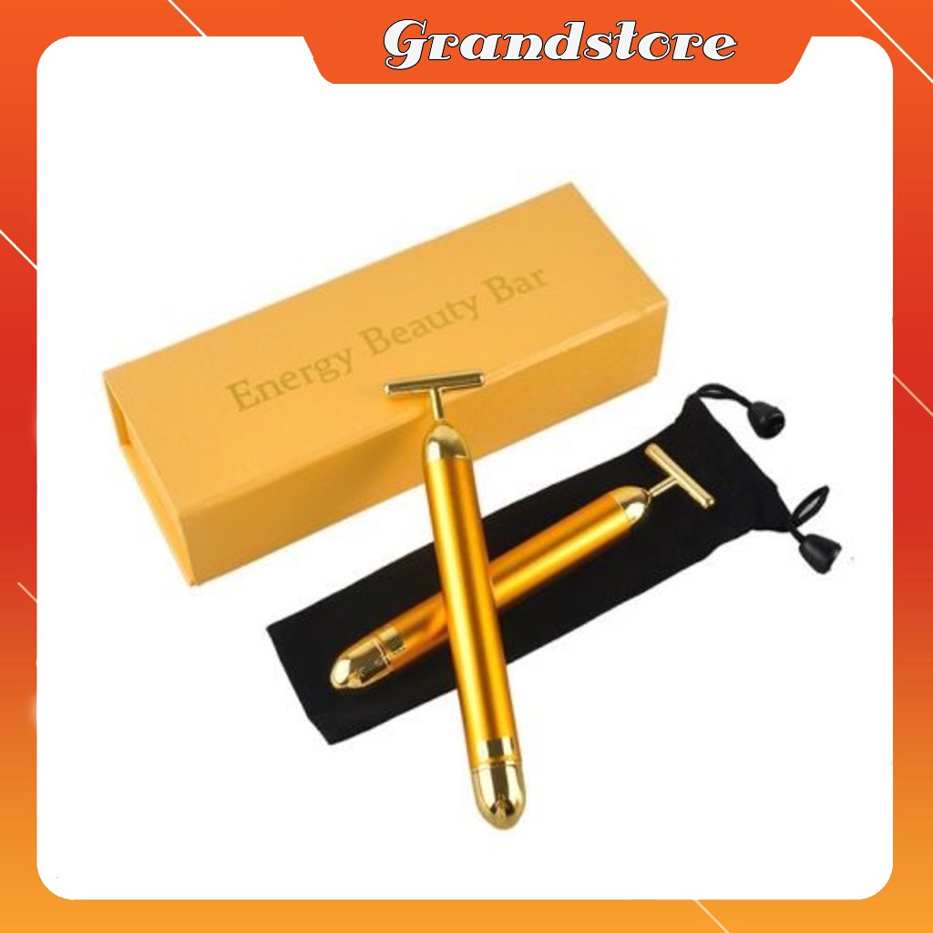 MÁY MASSAGE MẶT ENERGY BEAUTY BAR GOLD CẦM TAY RUNG NHANH HÌNH CHỮ T CÓ TÚI ĐỰNG VÀ HỘP ĐẸP CHẤT LƯỢNG TỐT