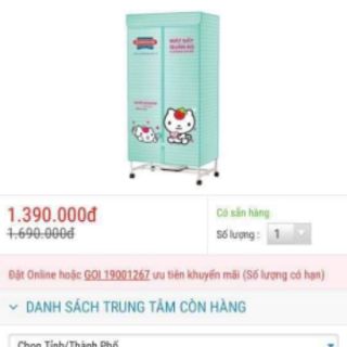 TỦ SẤY QUẦN ÁO SUNHOUSE SHD2702