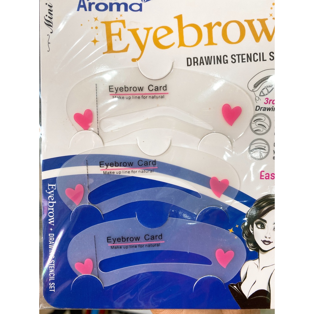 Bộ Khuôn Kẻ Chân Mày Mira Aroma Eyebrow Drawing Stencil Set ( 3 miếng/ bịch)