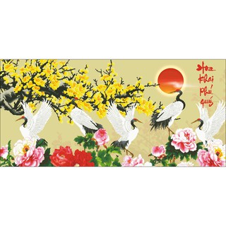 Tranh Thêu Chữ Thập Hoa Khai Phú Quý 2