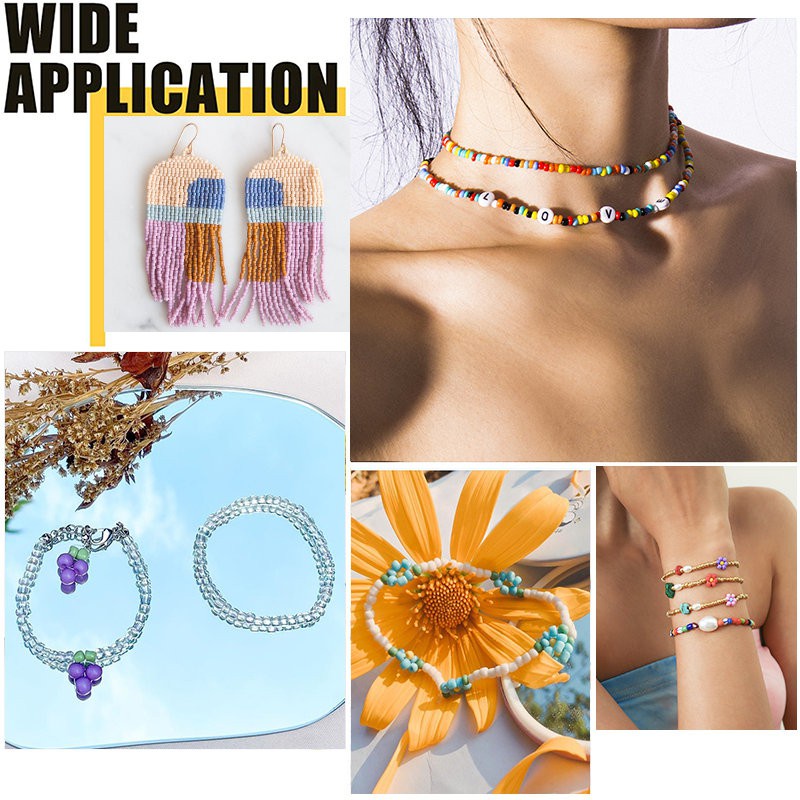 Bộ Hạt Xâu Chuỗi 2mm Bằng Kính Tròn Dùng Làm Trang Sức Thủ Công DIY