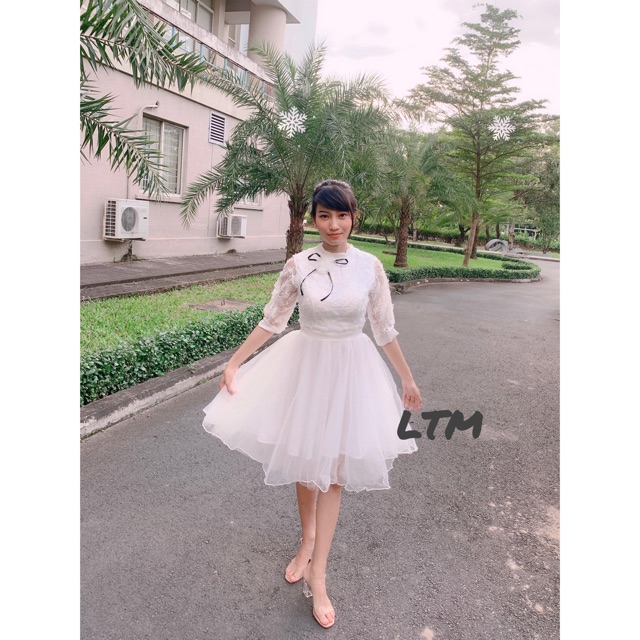 ANNIE DRESS - Đầm thiết kế công chúa -  Đầm xòe ren lông vũ