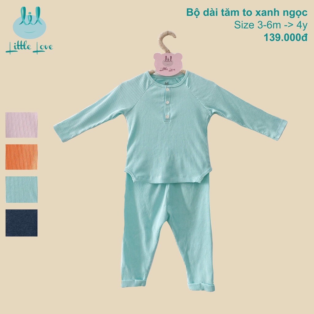 Bộ quần áo dài tay tăm to cho bé 3m đến 4y little love