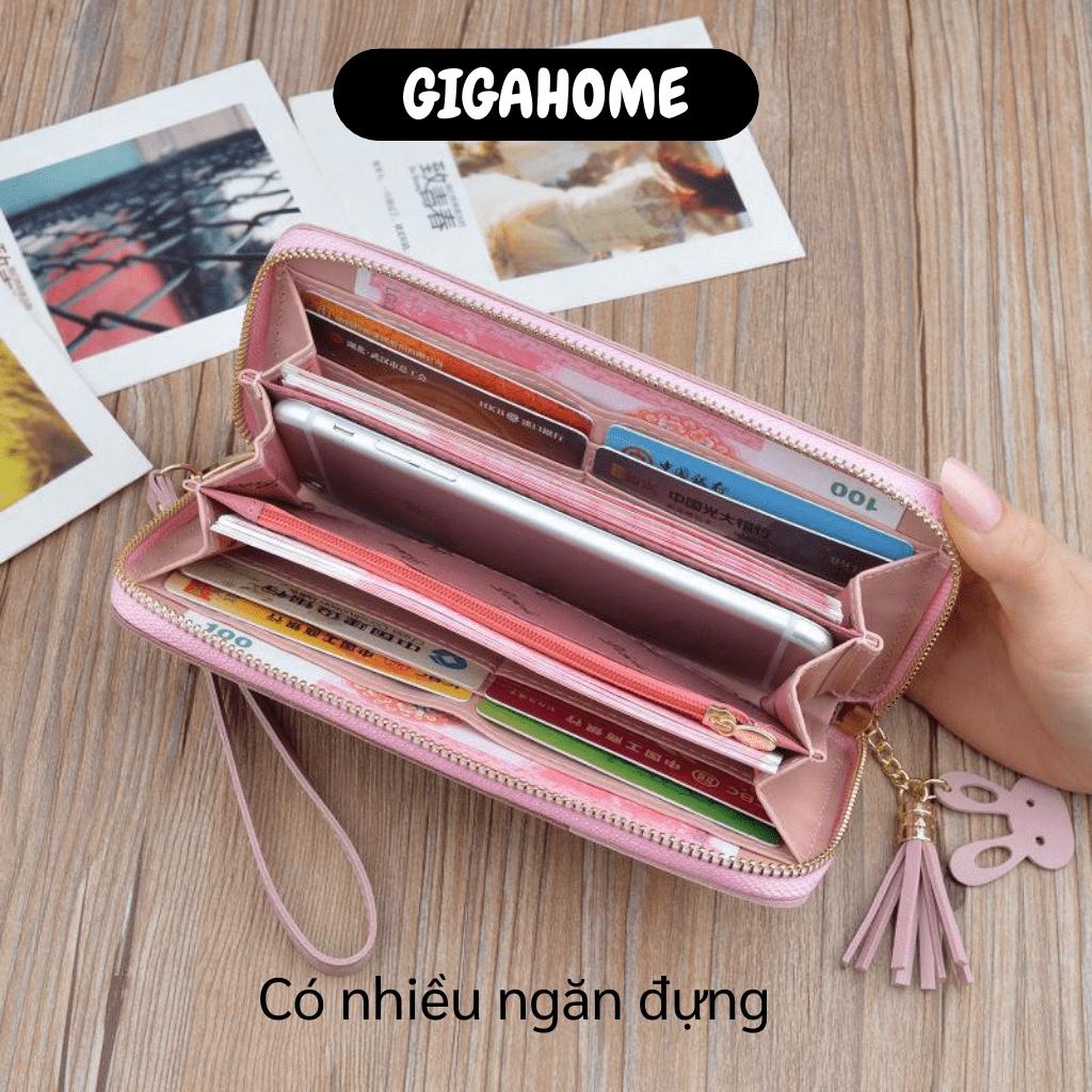 Ví Da Cầm Tay GIGAHOME Bóp Nữ Dài Nhiều Ngăn Khóa Kéo Thời Trang Hàn Quốc 8615