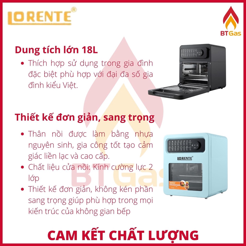 Nồi chiên không dầu Lorente, nồi chiên không dầu dung tích lớn Lorente LT-1800