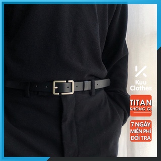 Thắt Lưng Unisex Cao Cấp Bản Nhỏ BBelt Mặt Chữ B Kuu Clothes Màu Đen Đẹp  - Dây Lưng Da PU Mặt Kim Loại Hàn Quốc - BBelt