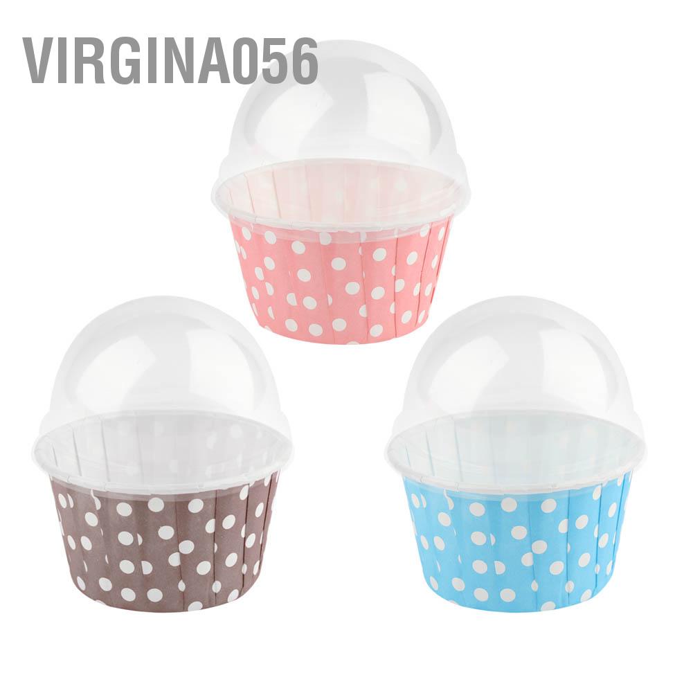 Virgina056 100PCS Mini Cupcake Liners Paper Round Cake Baking Cups Muffin Cases with Lid
