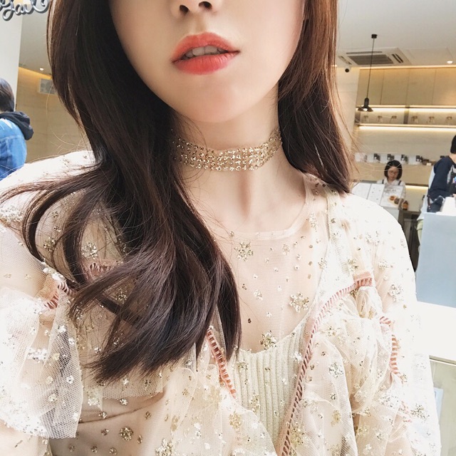 Choker chuỗi hạt châu nhân tạo , choker kim tuyến