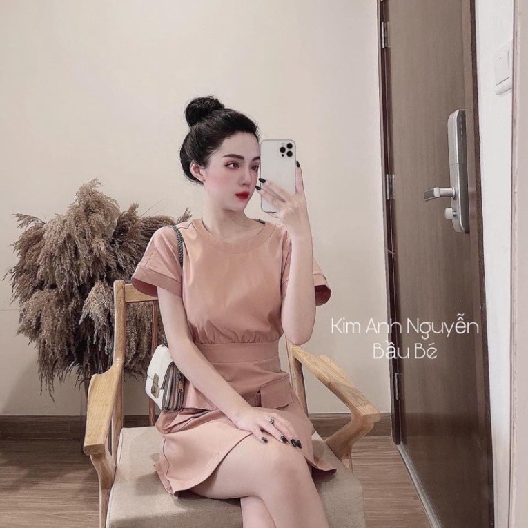 (Kho Sỉ Nam Đinh) VÁY KAKI MỀM TÚI HỘP HỒNG