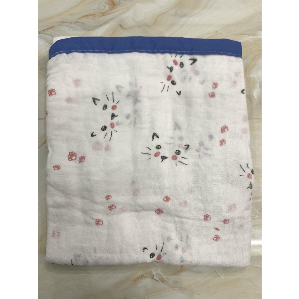 Khăn Tắm Cho Bé Cotton Sợi Tre 6  Lớp Bo Viền 90X80cm