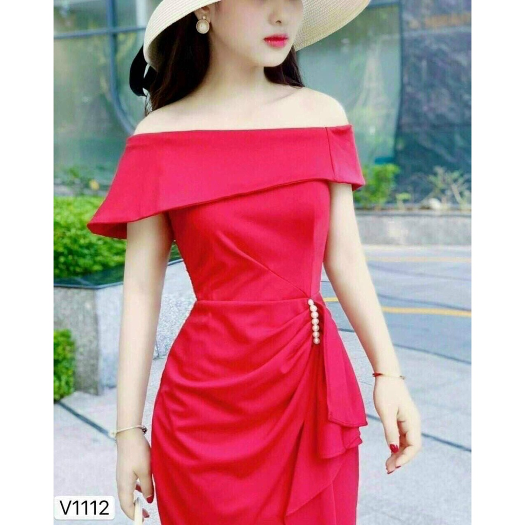 Đầm bẹt vai đính cườm siêu đẹp hot nhất năm đi chơi, dự tiệc, dạo phố đều hợp fashiuonzero-65005