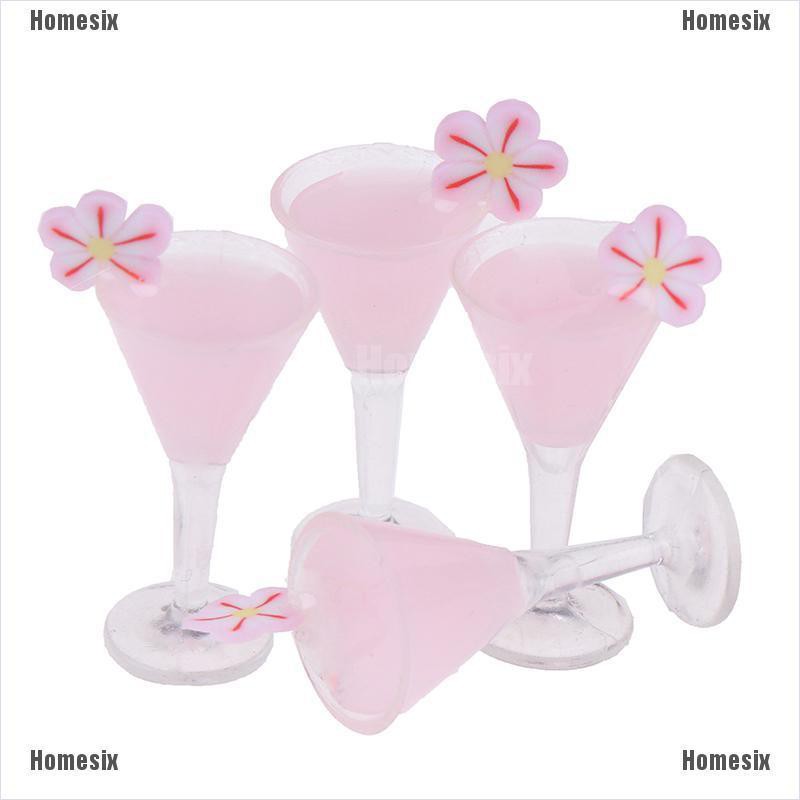 [HoMSI] 4Pcs 1/12 Dollhouse Miniature Cocktail Cup Drink Glass Model Toy Dollhouse Decor SUU