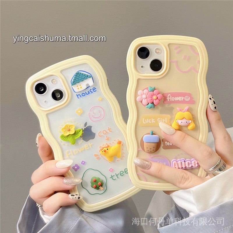 The three-dimensional cute cartoon doll shipped on the same day is suitable for iPhone13promax Apple 12 mobile phone case niche 11 women xr new xs drop-proof xsmax Silicone x protective cover creative transparent girlish heart all-inclusive BALW