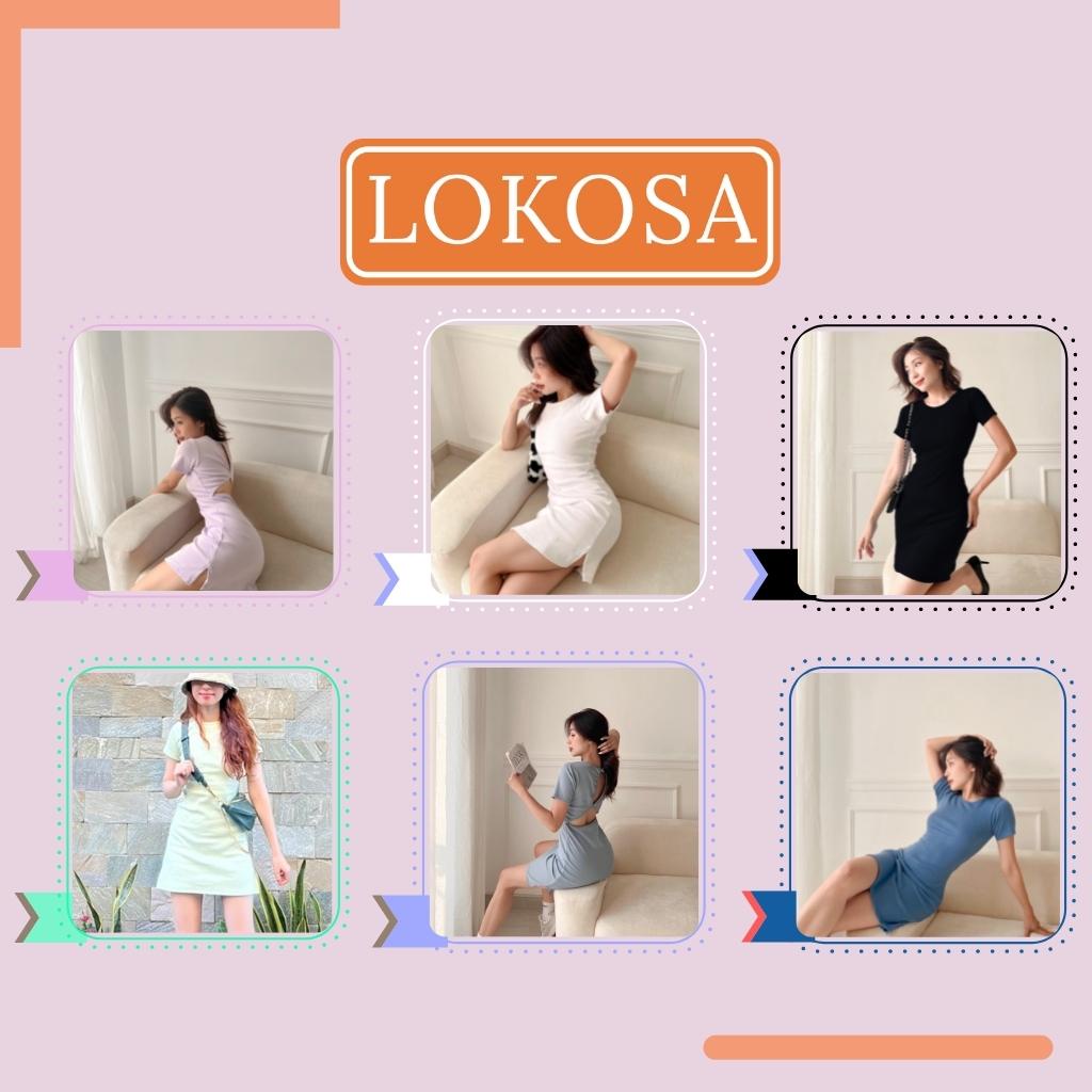 Váy Ôm Body LOKOSA Đầm Body Hở Lưng Dự Tiệc Chất Thun Gân Sexy Thiết Kế Ôm Eo Tay Ngắn Sang Trọng VD065 | BigBuy360 - bigbuy360.vn