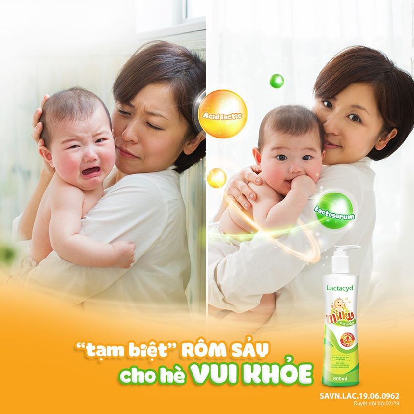 Sữa Tắm Gội  LACTACYD milky 250ml, sữa tắm gội chiết xuất tự nhiên an toàn cho bé - Monnie Kids