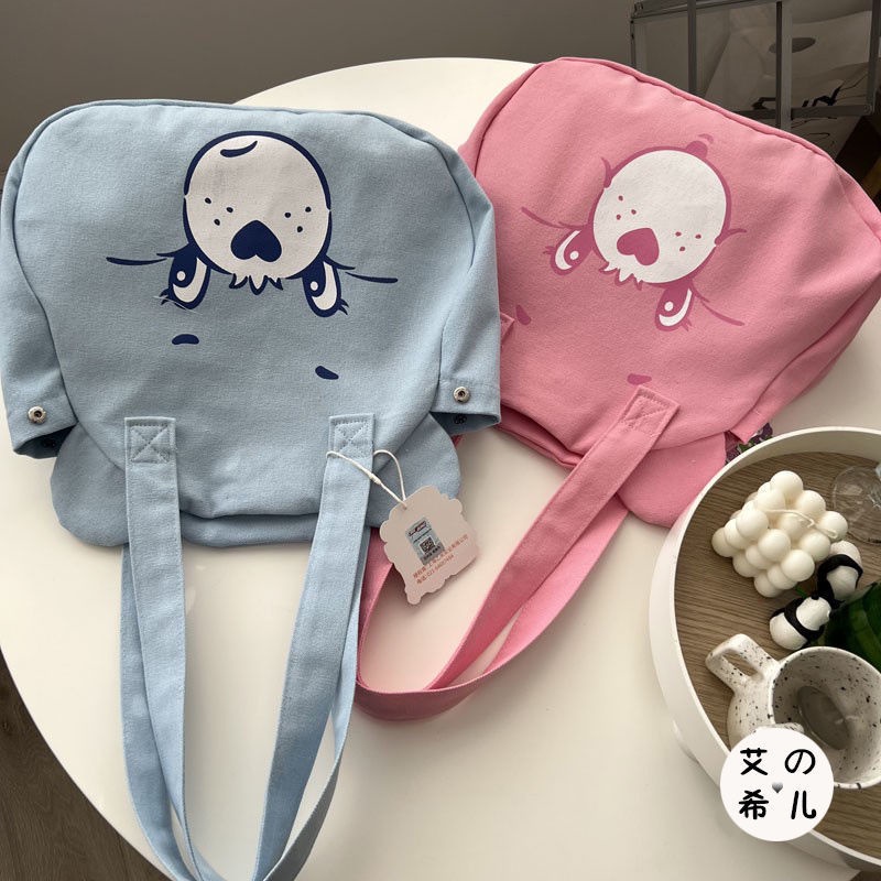 Túi tote Đeo Vai Bằng Vải Canvas In Hình Hoạt Hình Nhật Bản Và Hàn Quốc Cho Nữ