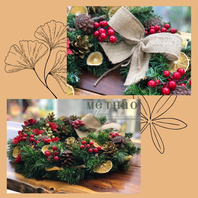 (Giá Tại Xưởng) Vòng Nguyệt Quế Noel Trang Trí Giáng Sinh, Decor Phòng Khách, Shop, Studio của Mê Thảo Flower