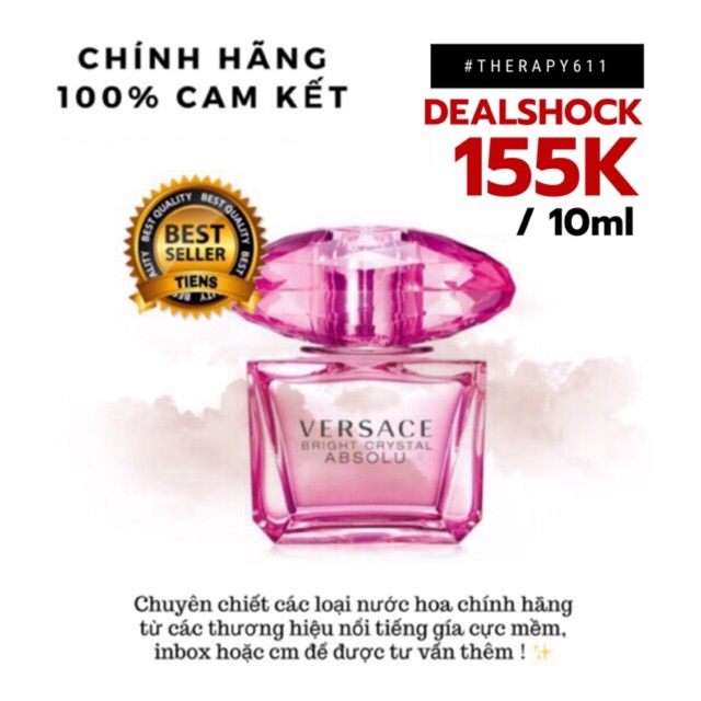 Nước Hoa Mẫu Thử 𝙑𝙀𝙍𝙎𝘼𝘾𝙀 𝘽𝙧𝙞𝙜𝙝𝙩 𝘾𝙧𝙮𝙨𝙩𝙖 𝘼𝙗𝙨𝙤𝙡𝙪 Hồng Đậm 10ml...