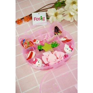 Set hộp phụ kiện kẹp tóc hello kitty cho bé - hồng