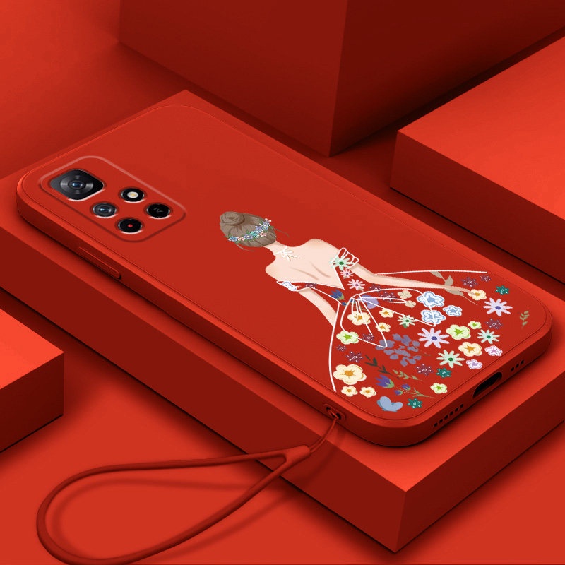 Ốp Điện Thoại TPU Silicon Mềm Họa Tiết Hoa Xinh Xắn Có Dây Đeo Cho Redmi 10 Redmi 9 Redmi 8 Redmi 7