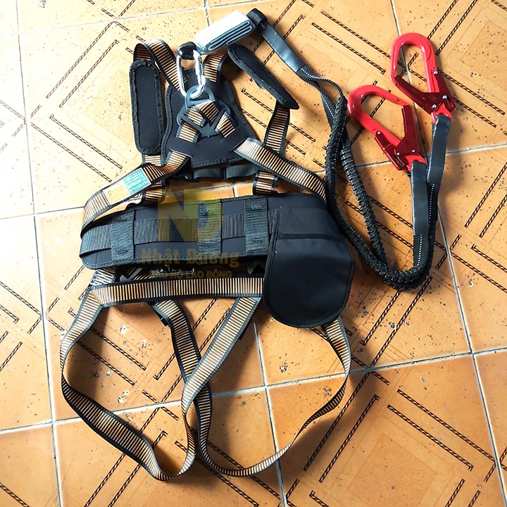Dây đai an toàn lao động toàn thân 2 móc đệm eo HPBEN33G dây đàn hồi chống tĩnh điện - Nsafe