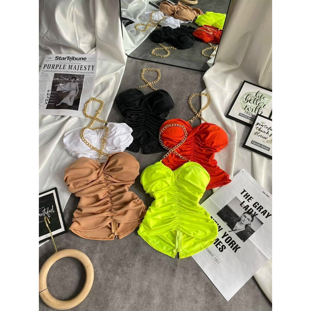 áo kiểu xoắn có mút đính xích hot hit đủ màu