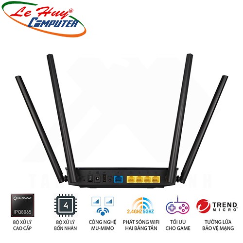 Router wifi ASUS RT-AC1500UHP (Dũng Sĩ Xuyên Tường) AC1500 MU-MIMO, Parental Control Điện Máy OHNO