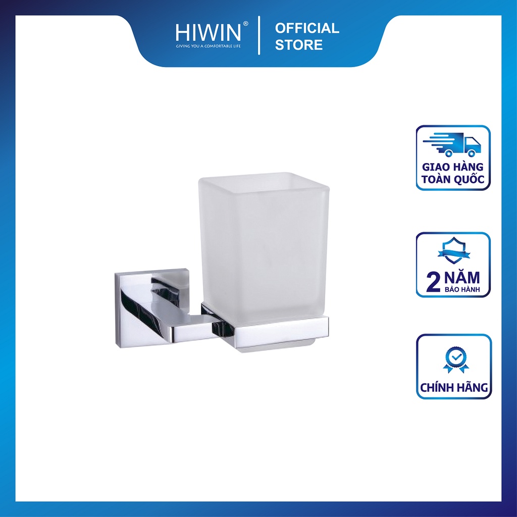 Kệ cốc đơn đựng bàn chải nhà tắm cạnh vuông đồng mặt gương cao cấp HIWIN Y-1202