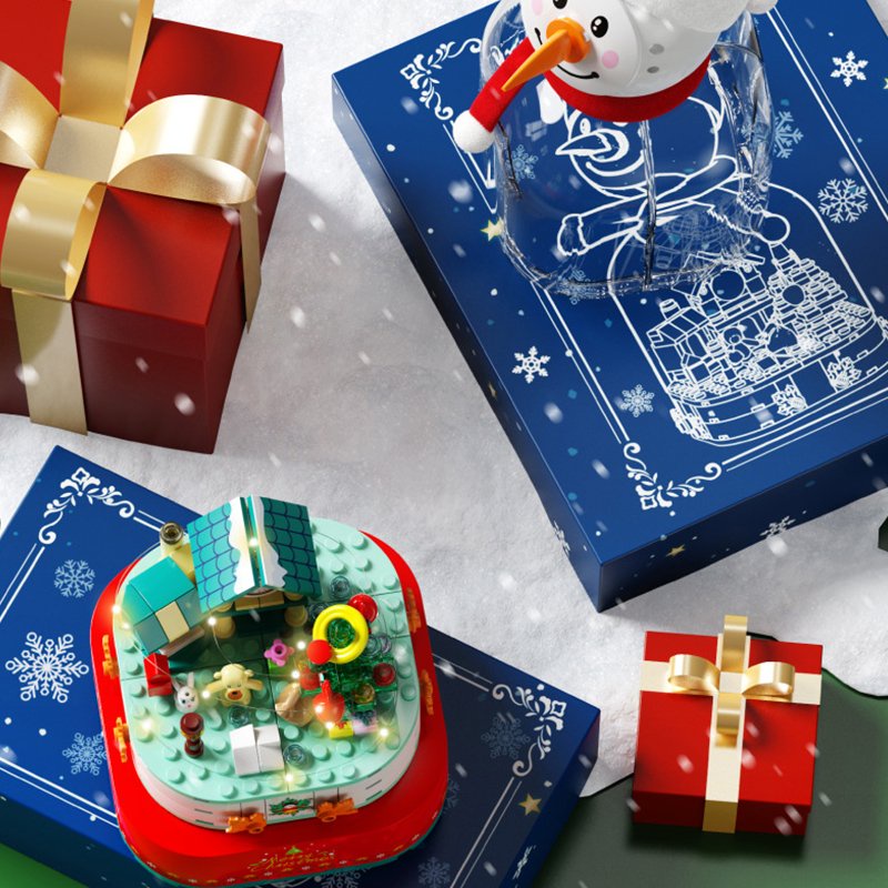 Lắp ráp mô hình noel Christmas sembo 601162 hộp nhạc người tuyết mùa đông noel