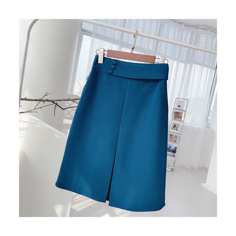 Chân váy bọc cúc G166, đầm công sở thiết kế đẹp có túi hai bên hông, đủ size dễ mang  - GEM Fashion