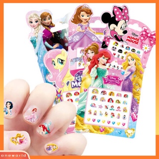Tấm nhãn dán dán móng tay hình chuột mickey/ minnie/ công chúa hoạt hình màu trắng bắt mắt