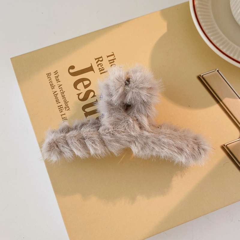 Kẹp Tóc Phối Lông Cỡ Lớn Kiểu Hàn Quốc Thời Trang Cho Nữ